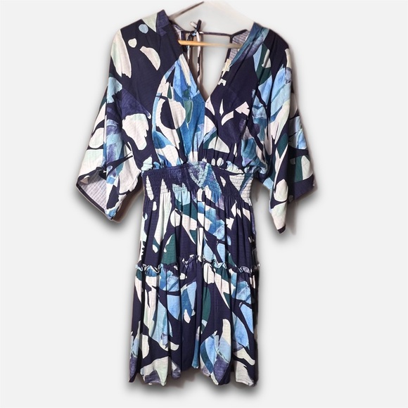 Love Stitch Dresses & Skirts - Love Stitch Dress in Tropical Blue & White Print with a Shell Lining